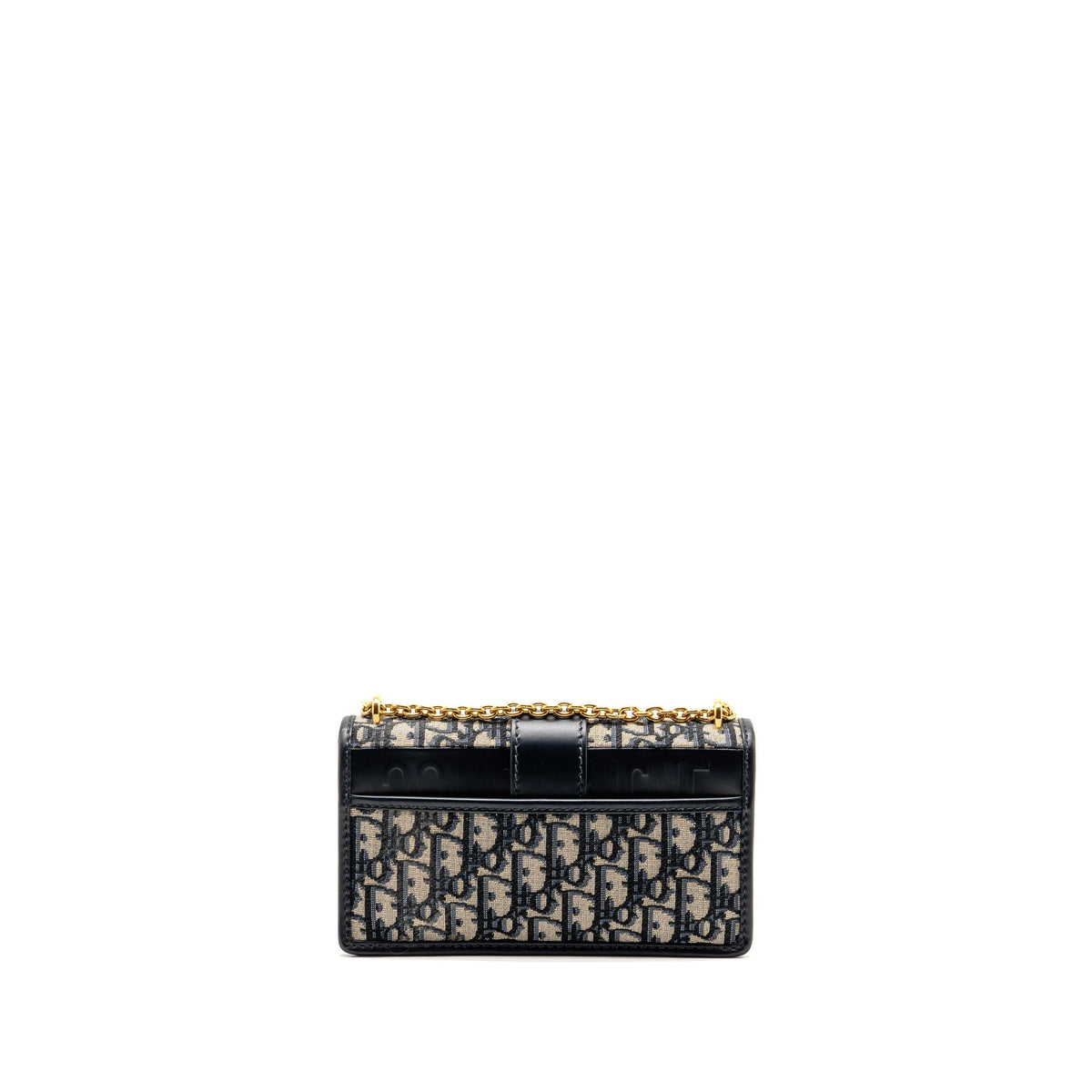 Dior 30 Montaigne East-West Bag with Chain Dior Oblique Jacquard/Calfskin Navy GHW