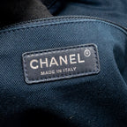 CHANEL DEAUVILLE TOTE BAG DENIM/CALFSKIN DARK BLUE SHW