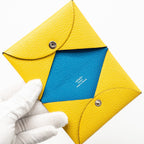 HERMES CALVI CARD HOLDER CHEVRE MYSORE LEATHER SUN / BLUR FRIDAY SHW