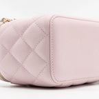 CHANEL 22P LONG VANITY CASE WITH LOGO CHAIN LIGHT PINK CAVIAR LGHW
