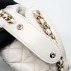 CHANEL 23C ROUND CLUTCH LAMBSKIN WHITE LGHW (MICROCHIP)