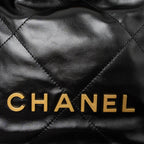 CHANEL 23S MINI 22 BAG SHINY CALFSKIN BLACK BRUSHED GHW (MICROCHIP)