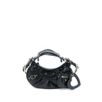 BALENCIAGA LE CAGOLE XS SHOULDER BAG ARENA LAMBSKIN BLACK SHW