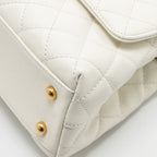 CHANEL DETAILED TOP HANDLE SMALL COCO HANDLE CAVIAR WHITE GHW (MICROCHIP)