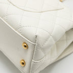 CHANEL DETAILED TOP HANDLE SMALL COCO HANDLE CAVIAR WHITE GHW (MICROCHIP)