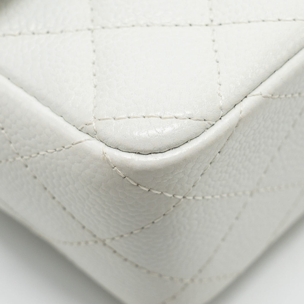 CHANEL MINI RECTANGULAR BAG FLAP BAG CAVIAR WHITE SHW