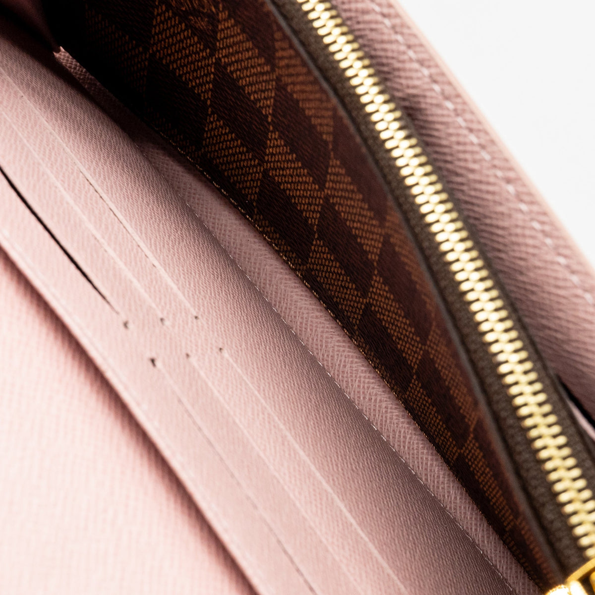 Louis Vuitton Sarah Portefeuille Long Wallet Damier Ebene Canvas Pink GHW