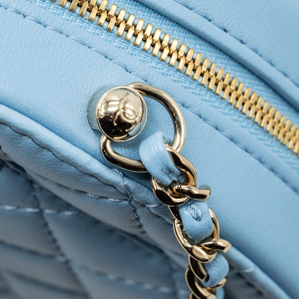 CHANEL HEART BAG LAMBSKIN LIGHT BLUE LGHW (MICROCHIP)