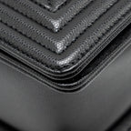 CHANEL NEW MEDIUM BOY BAG CAVIAR BLACK GHW (MICROCHIP)