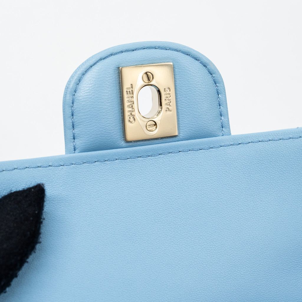 CHANEL HEART BAG LAMBSKIN LIGHT BLUE LGHW (MICROCHIP)