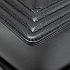 CHANEL NEW MEDIUM BOY BAG CAVIAR BLACK GHW (MICROCHIP)
