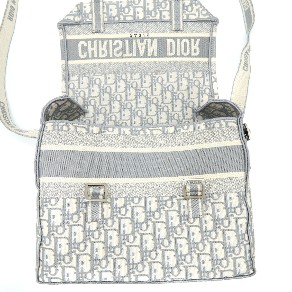 DIOR DIORCAMP MESSENGER BAG OBLIQUE EMBROIDERY LIGHT GREY SHW