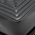 CHANEL NEW MEDIUM BOY BAG CAVIAR BLACK GHW (MICROCHIP)