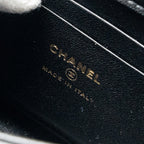 CHANEL 22B ENAMEL TOP HANDLE MINI FLAP BAG LAMBSKIN BLACK GHW (MICROCHIP)