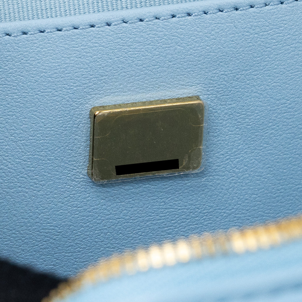 CHANEL HEART BAG LAMBSKIN LIGHT BLUE LGHW (MICROCHIP)