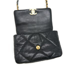 CHANEL 19 SMALL IN BLACK GOATSKIN LEATHER