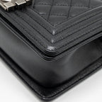CHANEL SMALL BOY BAG CAVIAR BLACK SHW (MICROCHIP)