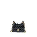 CHANEL 23C SMALL HOBO BAG SHINY CALFSKIN BLACK BRUSHED GHW (MICROCHIP)