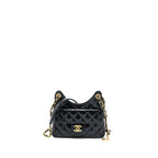 CHANEL 23C SMALL HOBO BAG SHINY CALFSKIN BLACK BRUSHED GHW (MICROCHIP)