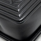 CHANEL MEDIUM BOY BAG LAMBSKIN BLACK RUTHENIUM HARDWARE