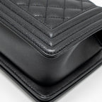 CHANEL SMALL BOY BAG CAVIAR BLACK SHW (MICROCHIP)