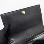DIOR LADY DIOR POUCH WALLET ON CHAIN PATENT BLACK LGHW