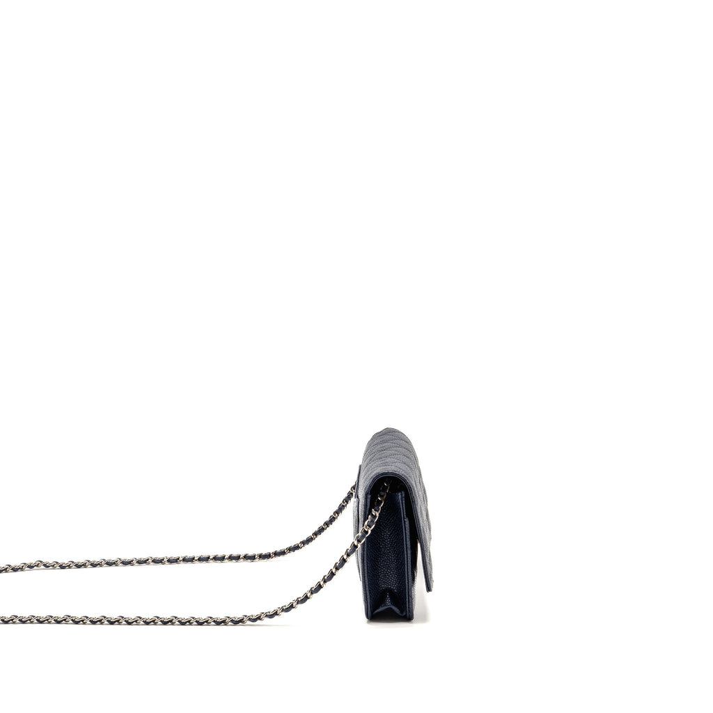 Chanel Classic Wallet on Chain Caviar Navy SHW