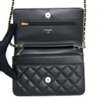 CHANEL CLASSIC WALLET ON CHAIN CAVIAR BLACK GHW(MICROCHIP)