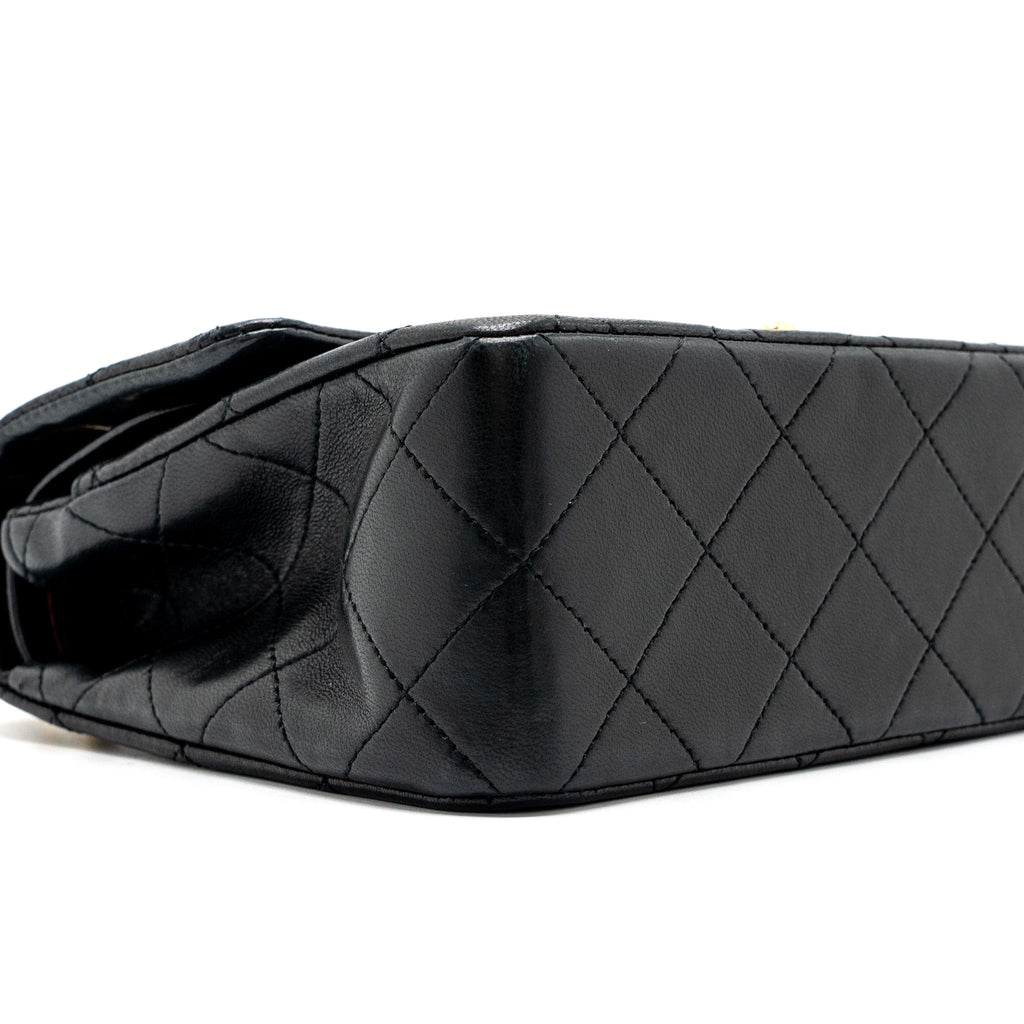 CHANEL VINTAGE SMALL CLASSIC DOUBLE FLAP BAG LAMBSKIN BLACK GHW
