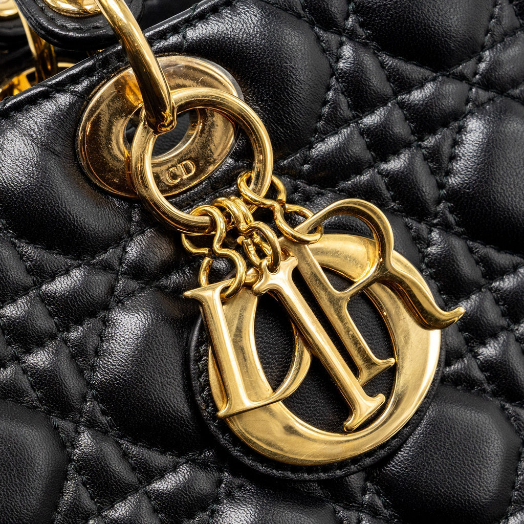 DIOR LARGE LADY DIOR LAMBSKIN BLACK GHW