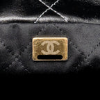CHANEL MEDIUM 22 BAG WHITE STITCHING CALFSKIN BLACK GHW (MICROCHIP)