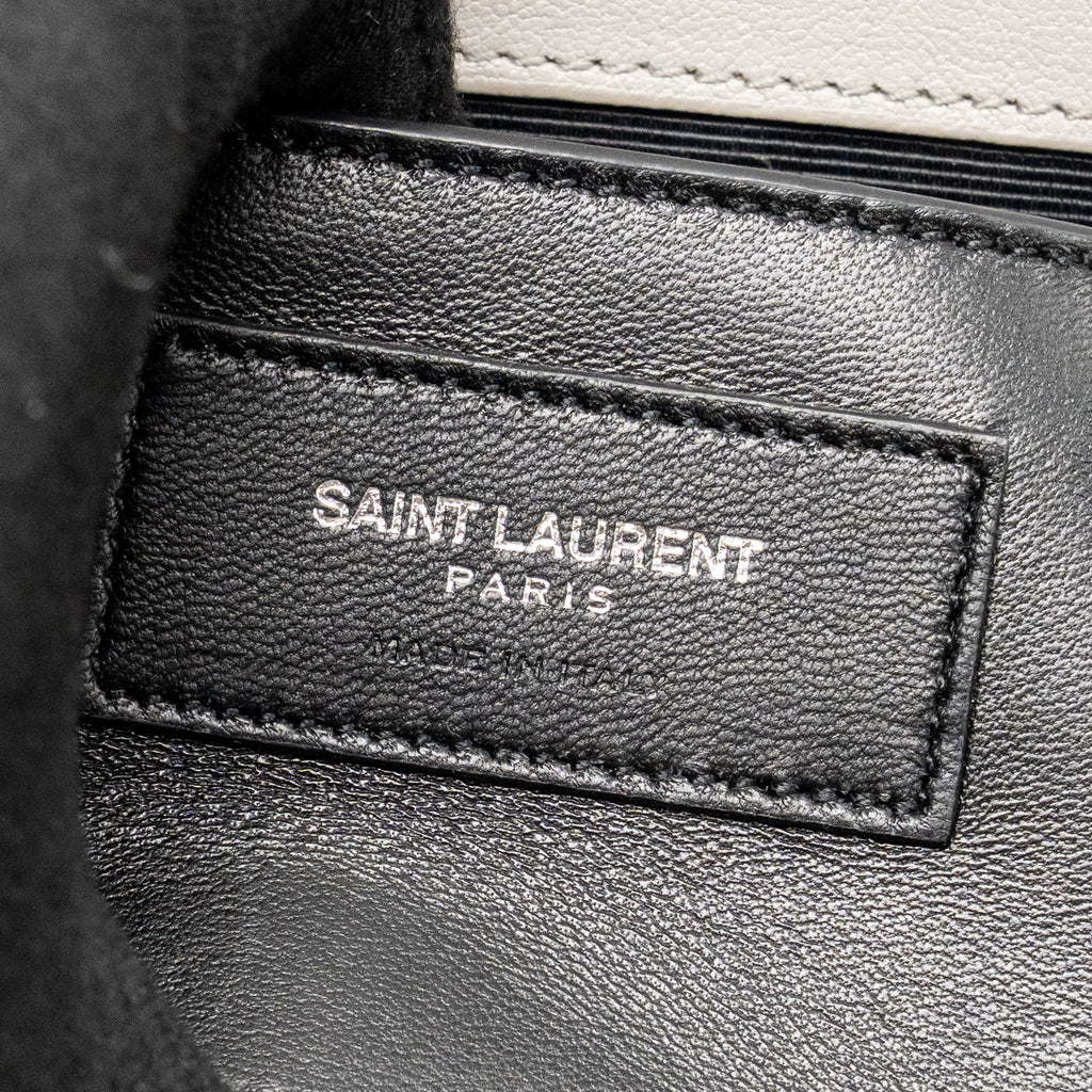 Saint Laurent/YSL Large College Bag Chevron Sheepskin Light Grey SHW