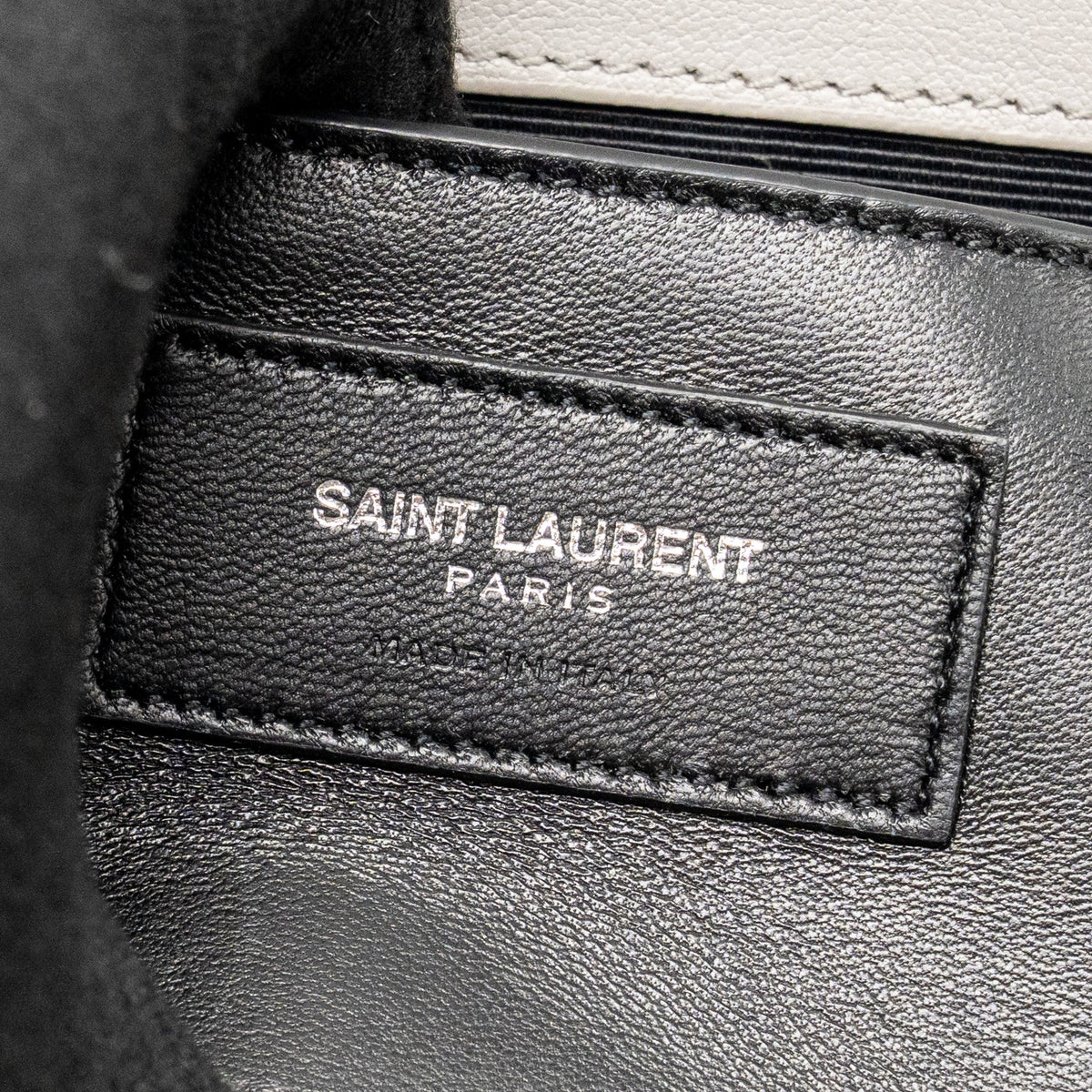Saint Laurent/YSL Large College Bag Chevron Sheepskin Light Grey SHW