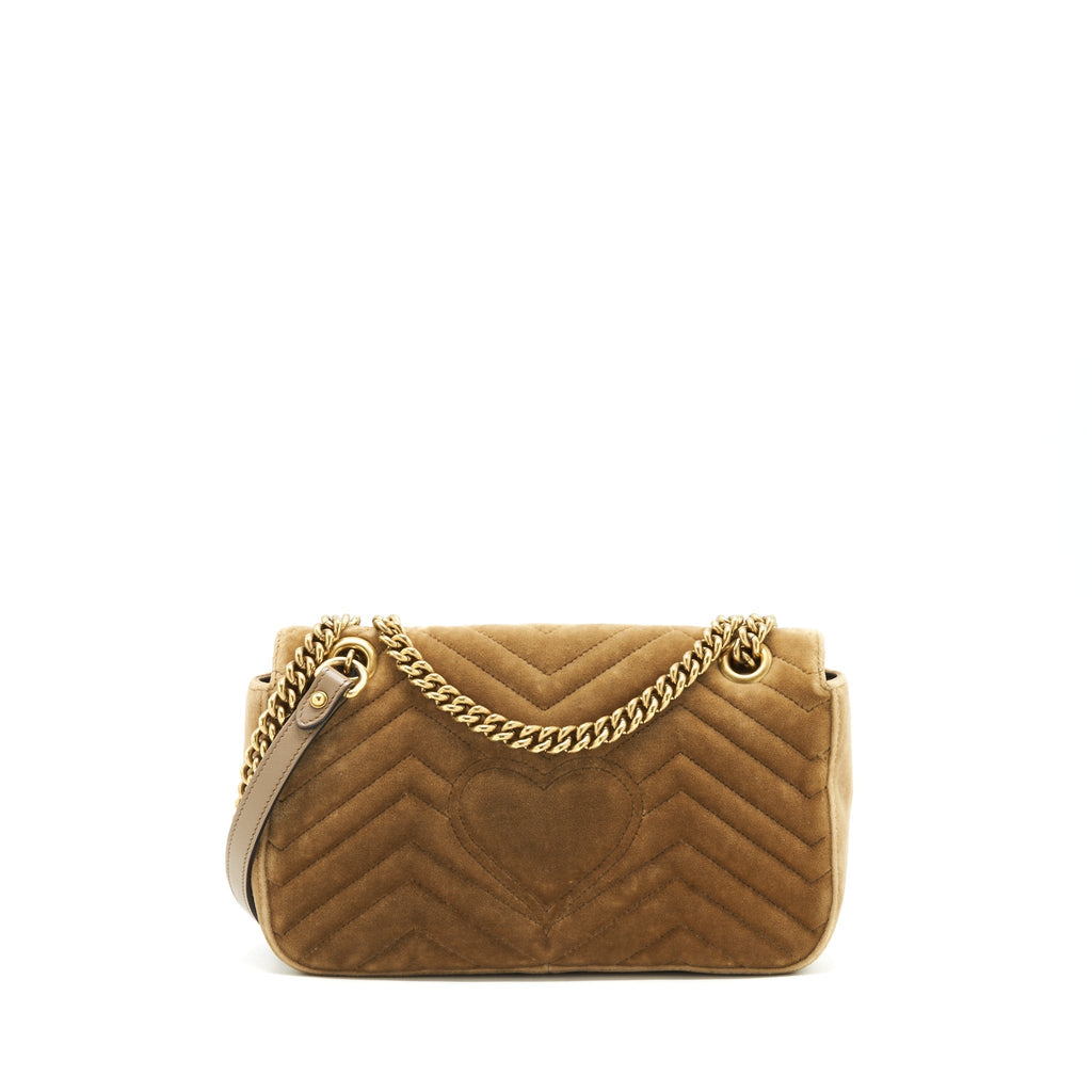 GUCCI MARMONT BAG VELVET GOLD TAN GHW