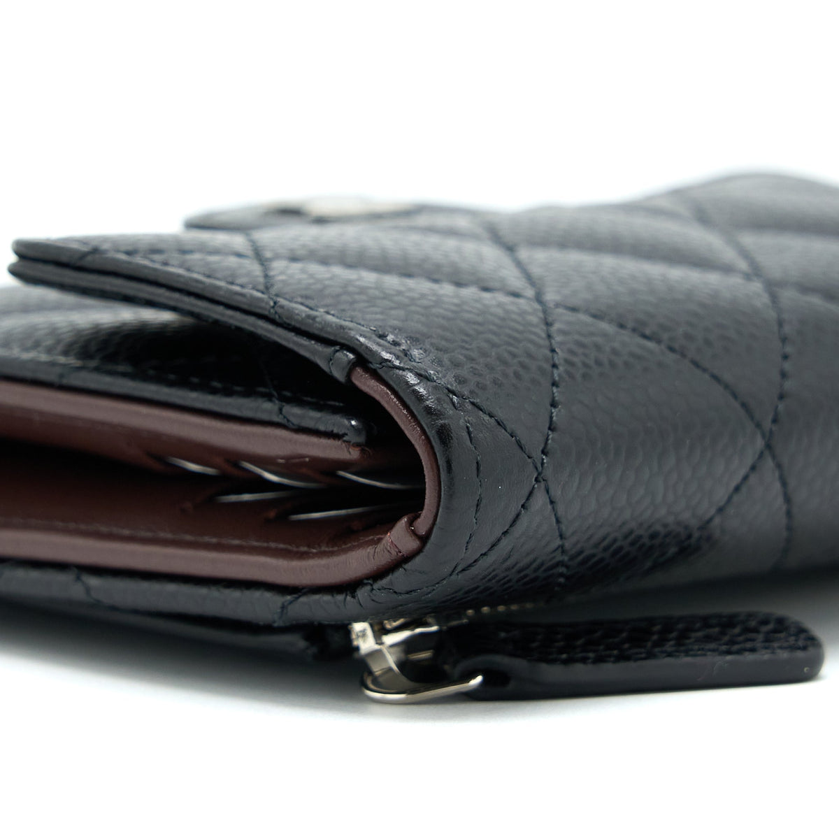 CHANEL CLASSIC SMALL COMPACT WALLET CAVIAR BLACK SHW