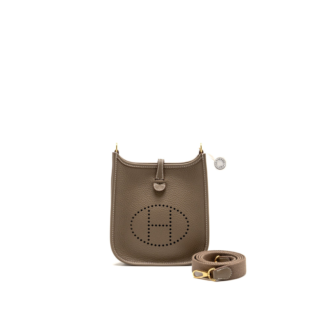 Hermes Mini Evelyne Clemence Etoupe GHW