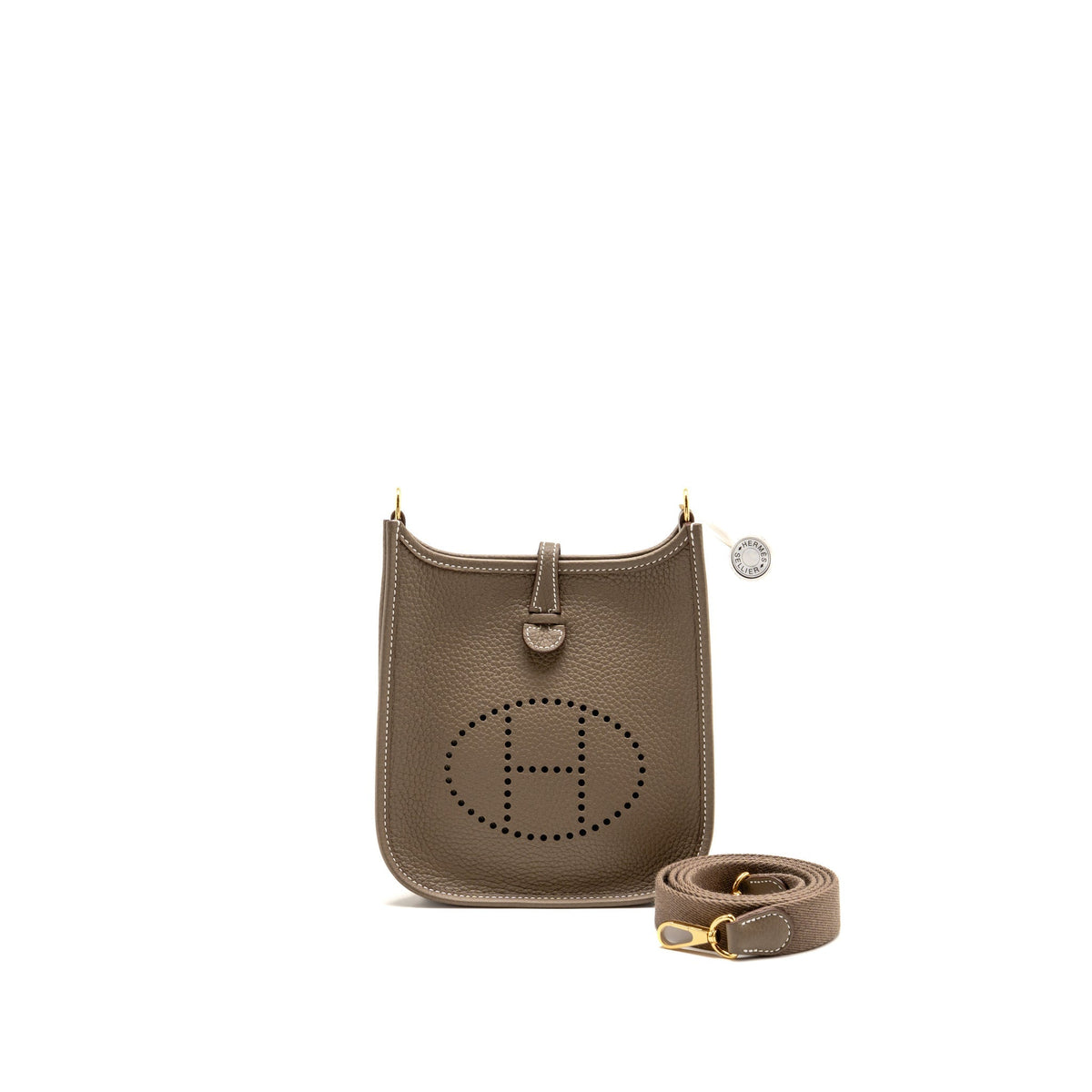 Hermes Mini Evelyne Clemence Etoupe GHW