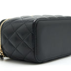 CHANEL 22S PEARL CRUSH LONG VANITY WITH CHAIN LAMBSKIN BLACK GHW