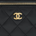 CHANEL 22S PEARL CRUSH LONG VANITY WITH CHAIN LAMBSKIN BLACK GHW