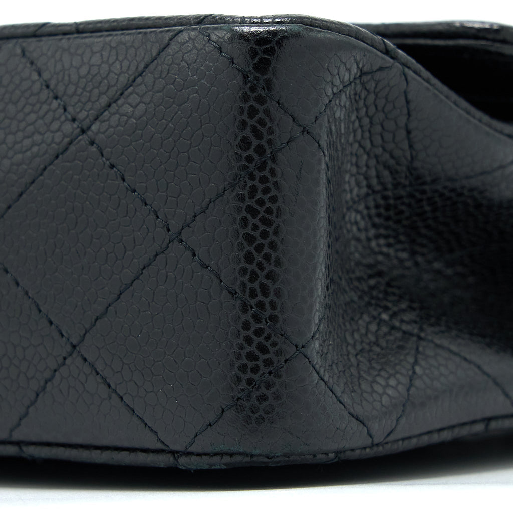 CHANEL MEDIUM CLASSIC DOUBLE FLAP BAG CAVIAR BLACK SHW