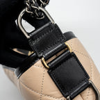CHANEL SMALL GABRIELLE HOBO BAG CALFSKIN BEIGE / BLACK  MULTICOLOR HARDWARE