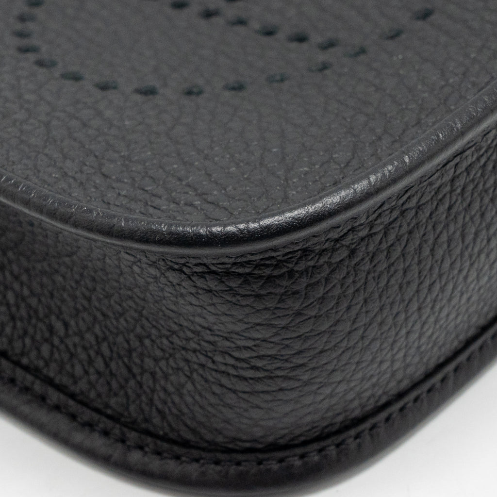 Hermes mini evelyne short clemence black/gris misty SHW