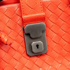 Bottega Veneta Small Roma Tote Bag Intrecciato Leather Red Gunmetal Tone Hardware