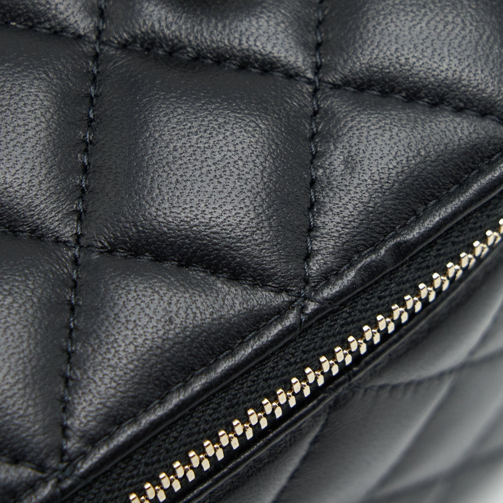 CHANEL 22S PEARL CRUSH LONG VANITY WITH CHAIN LAMBSKIN BLACK GHW