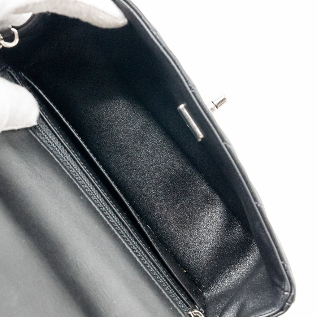 CHANEL MINI RECTANGULAR FLAP BAG LAMBSKIN BLACK SHW (MICROCHIP)