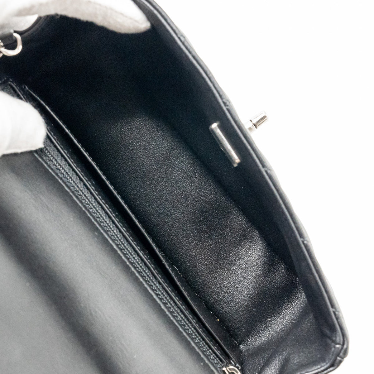 CHANEL MINI RECTANGULAR FLAP BAG LAMBSKIN BLACK SHW (MICROCHIP)