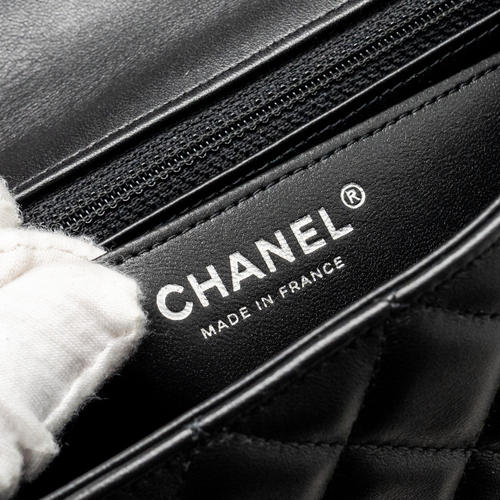 CHANEL MINI RECTANGULAR FLAP BAG LAMBSKIN BLACK SHW (MICROCHIP)