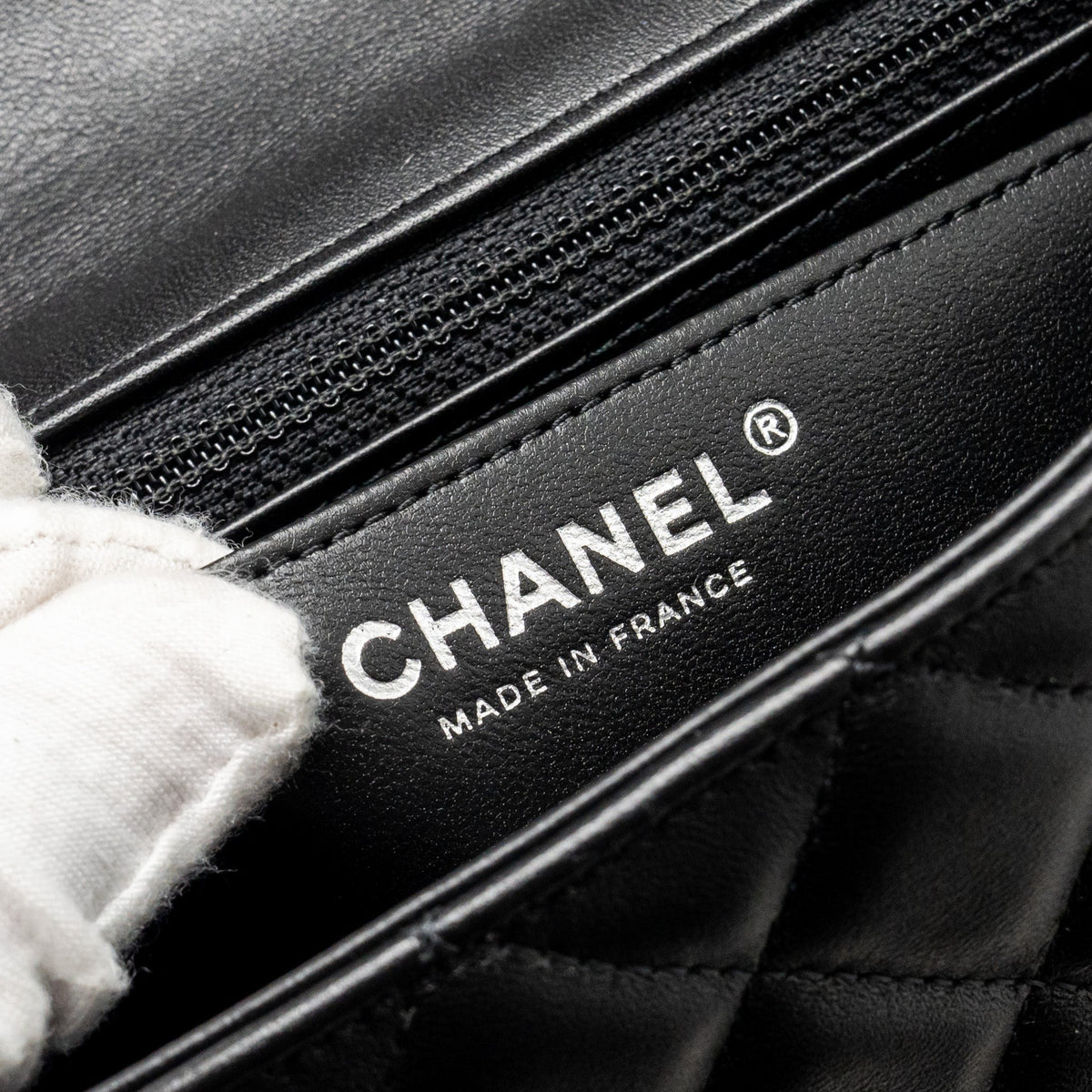 CHANEL MINI RECTANGULAR FLAP BAG LAMBSKIN BLACK SHW (MICROCHIP)