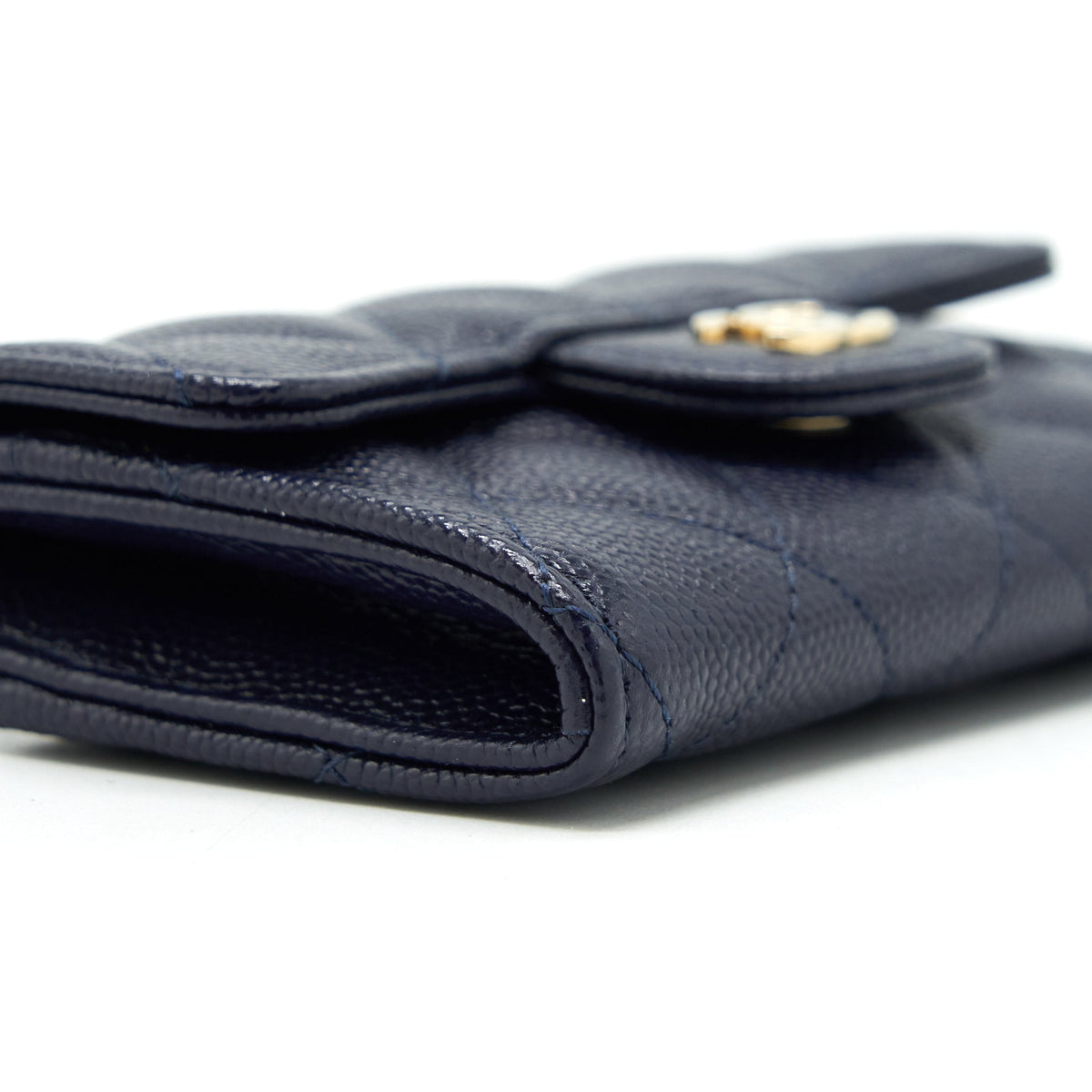 CHANEL CLASSIC FLAP CARD HOLDER CAVIAR NAVY LGHW