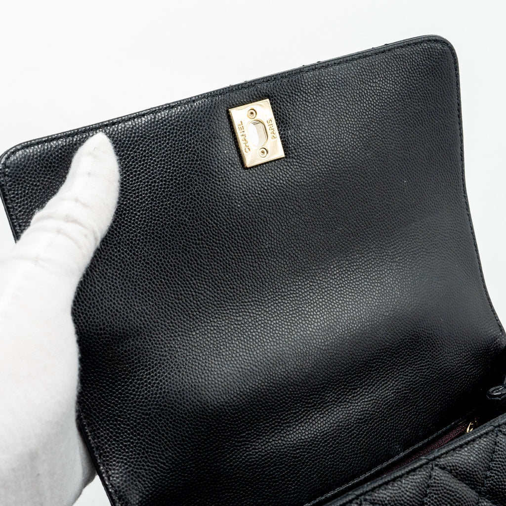 CHANEL SMALL COCO HANDLE CAVIAR BLACK LGHW (MICROCHIP)